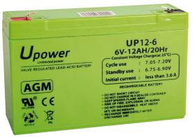 FQS UP12-6 - BATERÍA INDUSTRIAL AGM 6V 12AH U-POWER